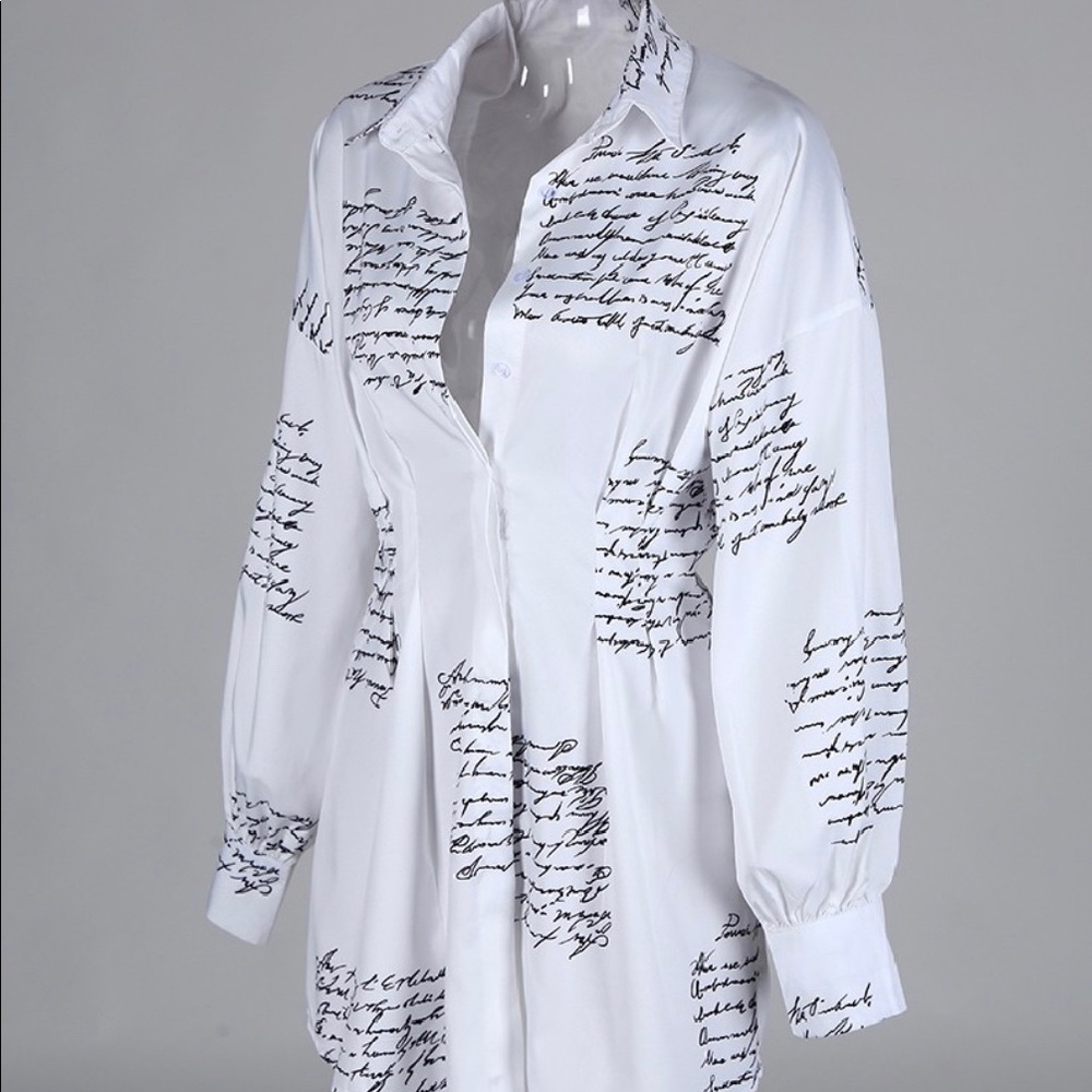 Host Pick 🌟 White Letter Print Shirt Dress - Picture 6 of 8